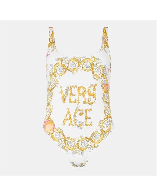 Versace Metallic Scoop Neck Swimsuit