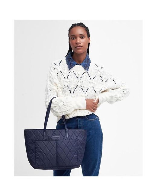 Barbour Blue Quilted Tote Bag