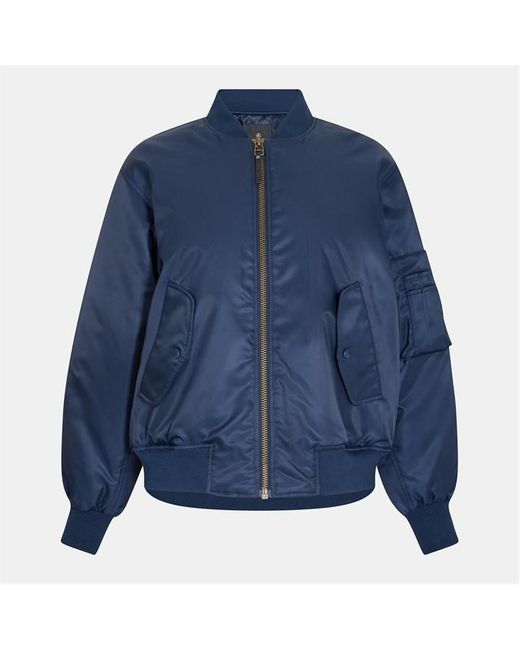 Anine Bing Blue Front Zip Bomber Jacket