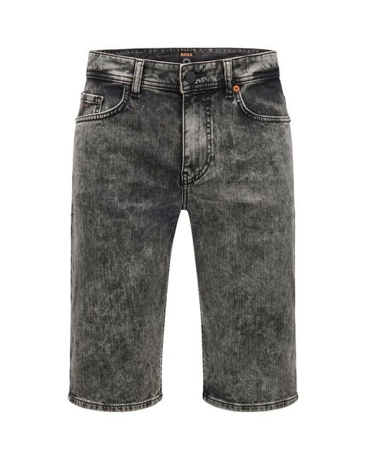 Boss Gray Taber Denim Shorts for men