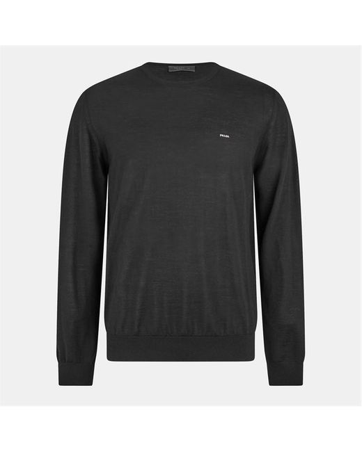Prada Black Knitted Crew Neck Jumper for men