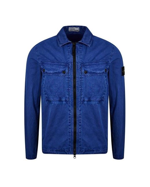Stone Island Blue Brushed Organic Cotton Garment Dyed Old Effect for men