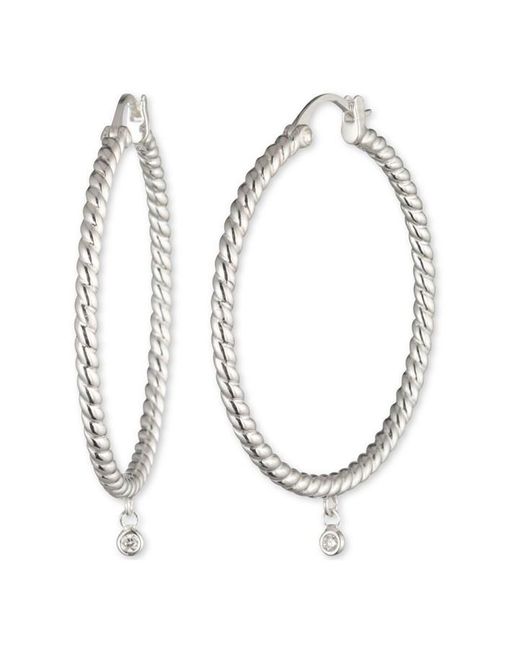 Ralph Lauren Metallic Rope Twist Diamond Hoop Earrings