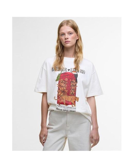 BARBOUR X FARM RIO White X Farm Rio Maria Clara T-Shirt