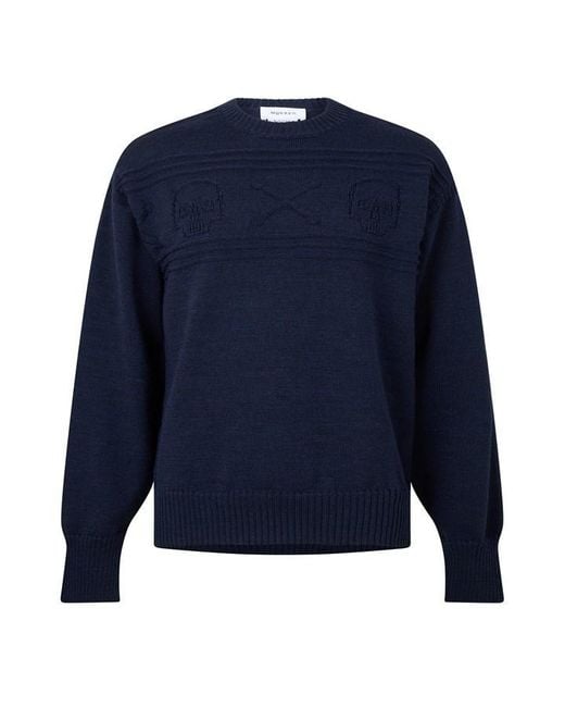 McQueen Blue Alex Skull Knit Sn63 for men
