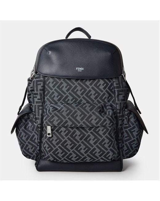 Fendi Black Ff Jacquard Drive Backpack for men