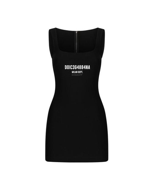 Dolce & Gabbana Black Dg Vib3 Stretch Jersey Mini Dress