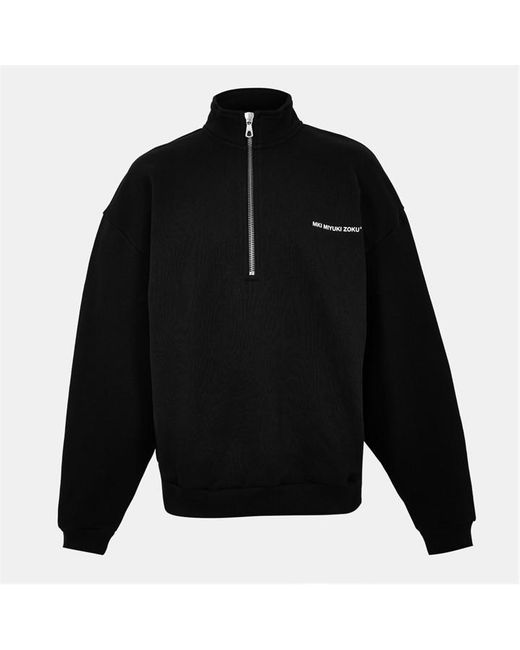 MKI Miyuki-Zoku Black Uniform Quarter Zip Fleece for men