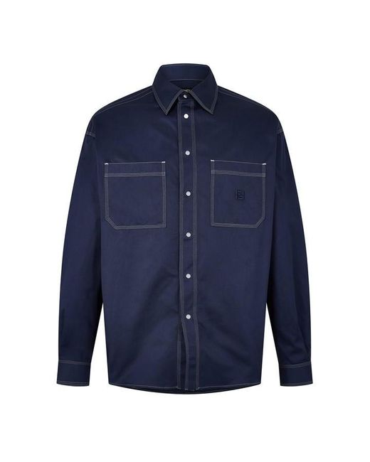 Fendi Blue Stitch Ls Shrt Sn63 for men