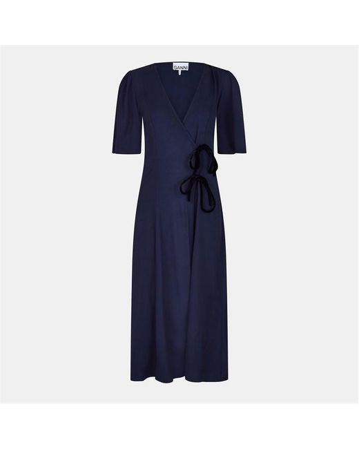 Ganni Blue Mini Wrap Dress