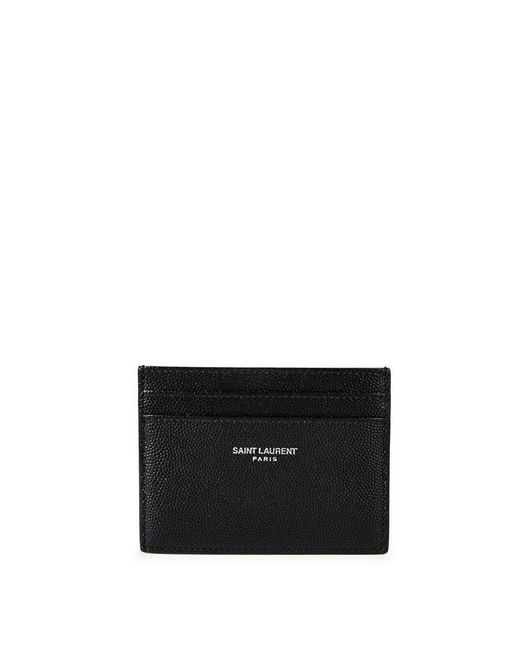 Saint Laurent Black Grained Leather Card Holder for men
