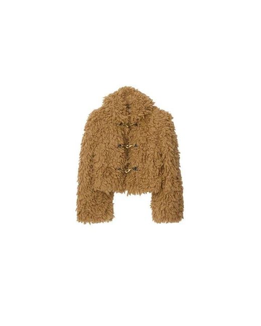 Burberry Metallic Textured Faux Fur Coat