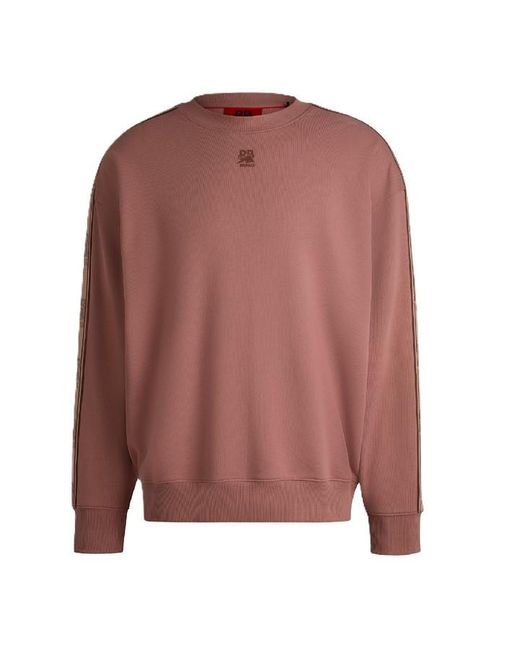 HUGO Pink Logo Tape Cotton Sweatshirt for men