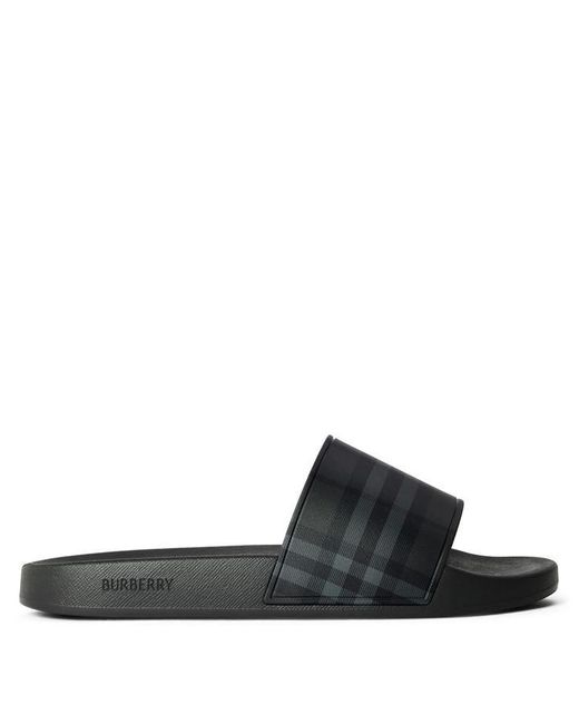 Burberry White Furley Check Slides for men