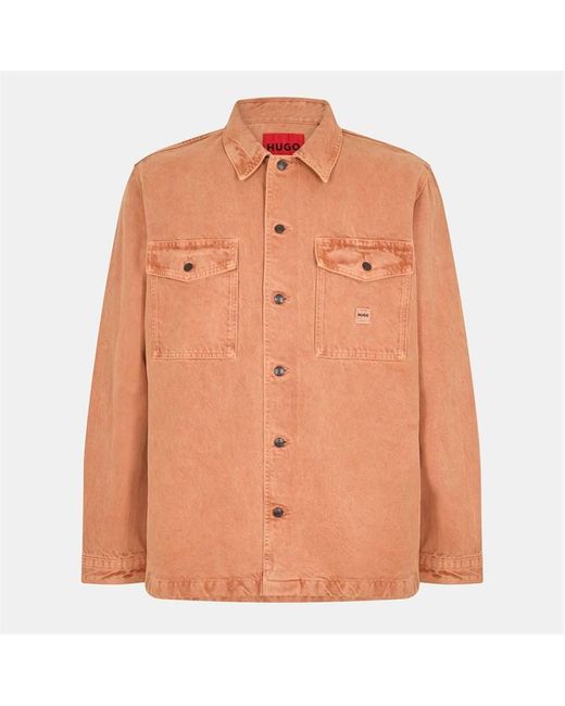 HUGO Orange Enalu 01 Long-Sleeve Plain Shirt for men
