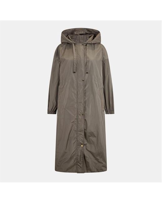 Max Mara Brown Teodoro Cotton Hooded Long Sleeve Belted Trench Coat