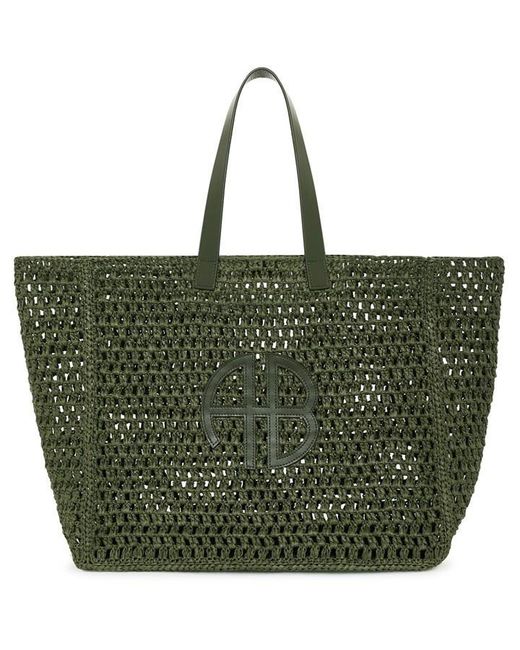 Anine Bing Green Rio Leather Tote Bag