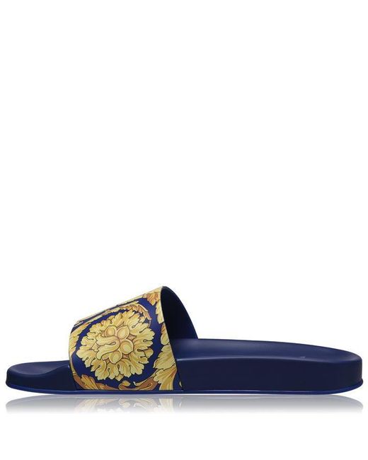 Versace Rubber Baroque Print Slides in Blue for Men - Save 27% - Lyst