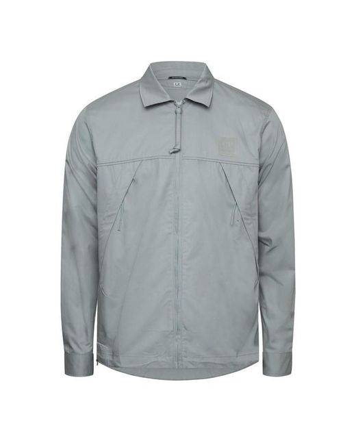 C P Company Gray Metropolis Series Gabardine Zip Overshirt for men