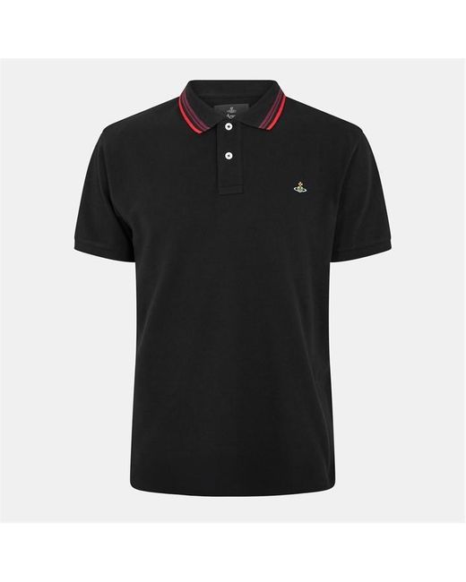 Vivienne Westwood Black Viv Tip Short Sleeve Polo Shirt for men