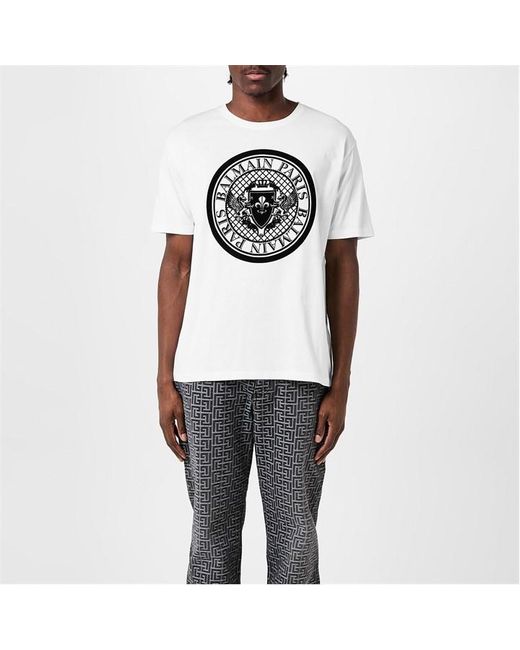 Balmain Gray Coin T Shirt for men