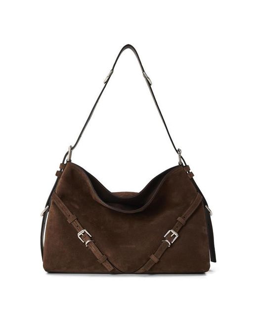Givenchy Brown Giv Suede Voyou Suede Shoulder Bag