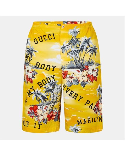 Gucci Yellow Chino Shorts for men