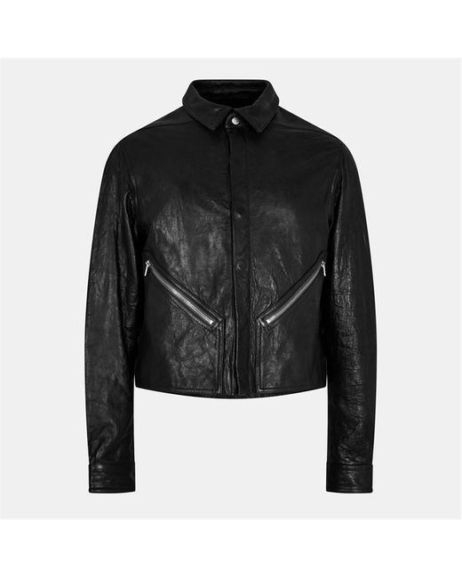 Rick Owens Black Leather Jacket for men