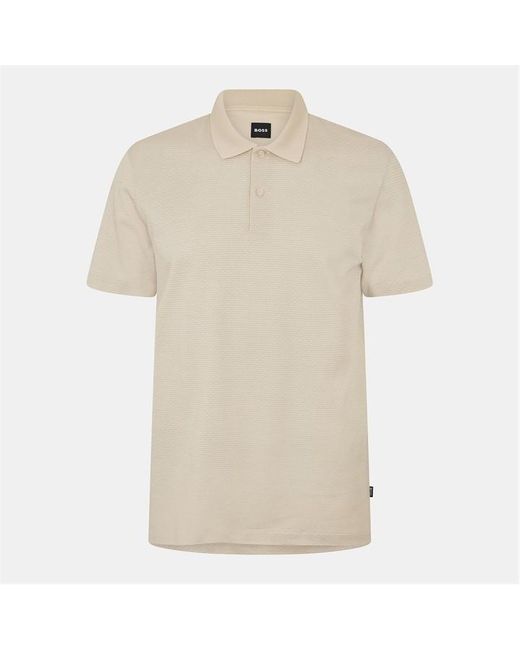 Boss White Short Sleeve Polo Shirt With Ribbed Collar (C Parlay) for men