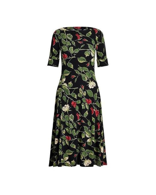 Ralph Lauren Black Floral Midi Dress