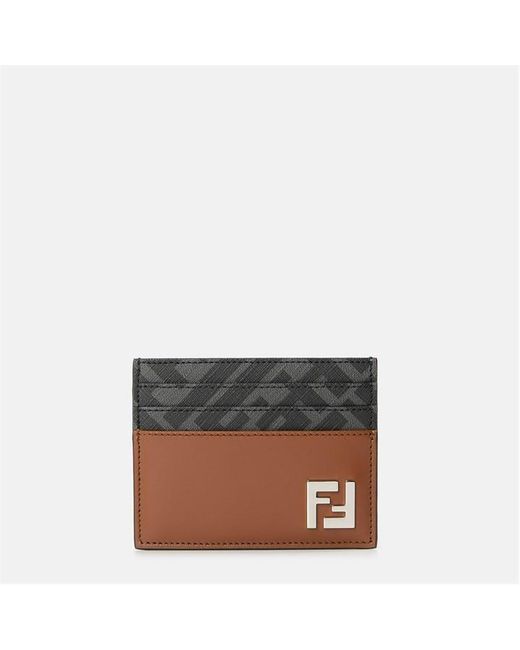Fendi Gray Bi-Colour Card Holder for men
