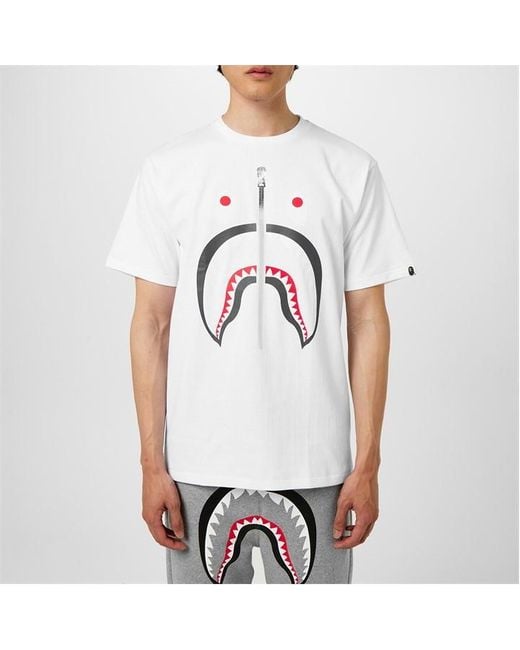 A Bathing Ape White Shark Tee for men