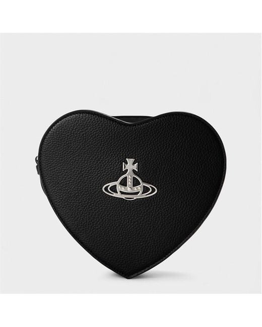Vivienne Westwood Black Viv Heart Croc Crossbody Bag