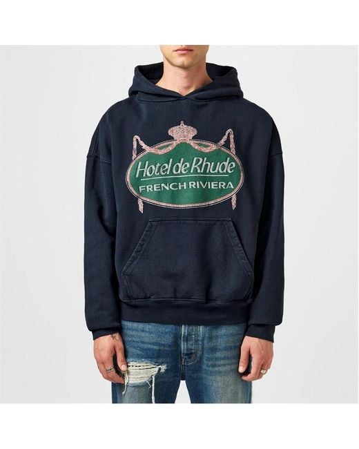 Rhude Black Riviera Pull Over Hoodie for men