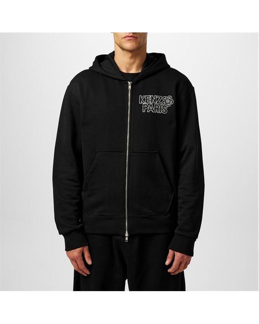 KENZO Black Constellation Embroidered Hoodie for men