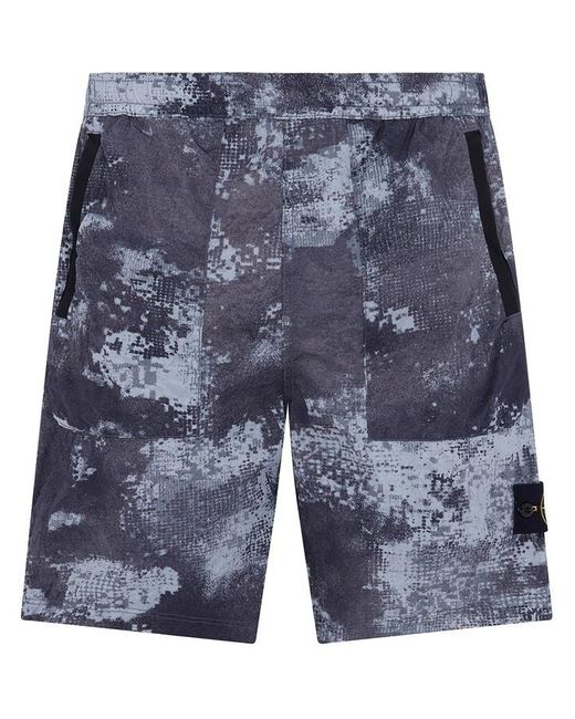 Stone Island Blue D Camo Shorts for men