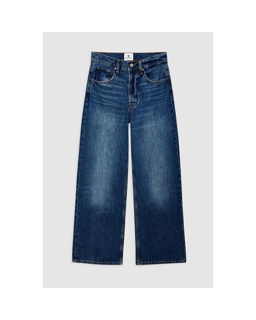 Anine Bing Blue Manon High Rise Wide Leg Jeans