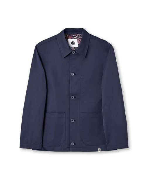Pretty Green Blue Didsbury Structured Relaxed Fit Overshirt for men