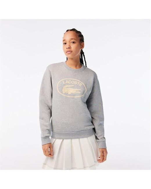 Lacoste Gray Loose Fit Organic Cotton Fleece Sweatshirt