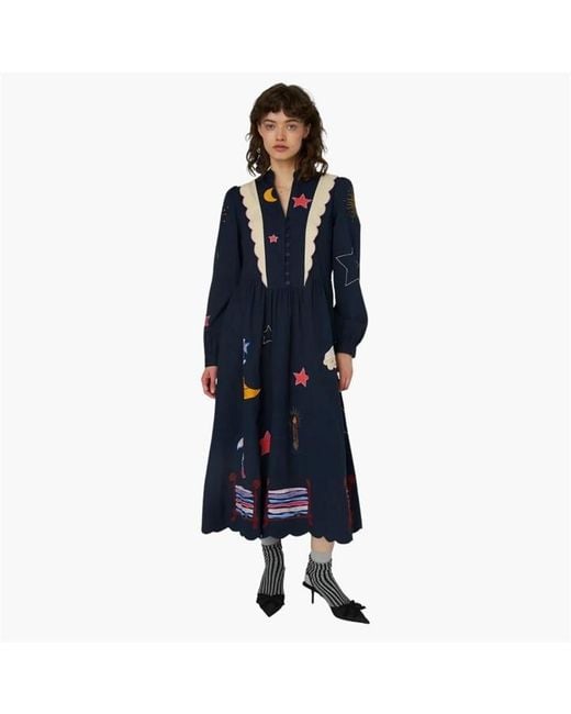 Stella Nova Blue Bead Embellished Midi Dress