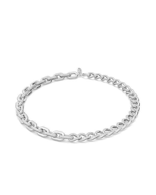 Swarovski Metallic Dextera Necklace, Mixed Links, White, Rhodium Plated