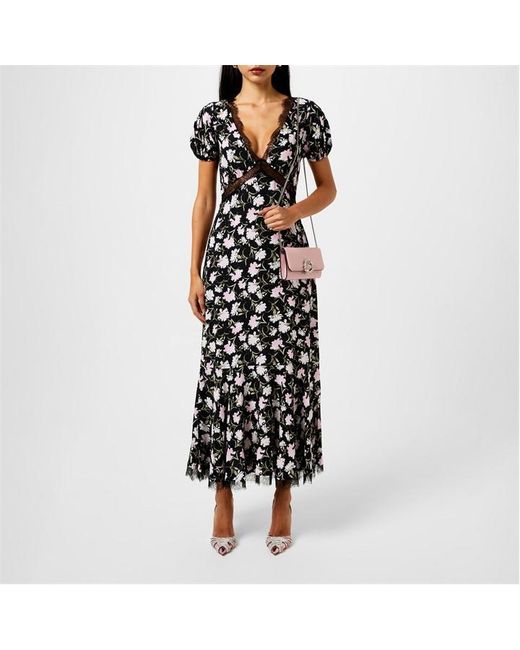 LoveShackFancy Black Aurelle Midi Dress