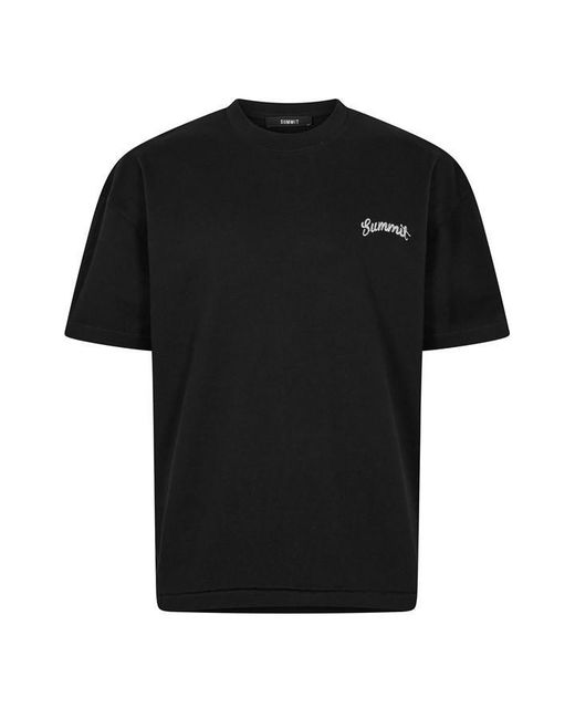 Summit Black Chainstitch Oversized T-Shirt for men
