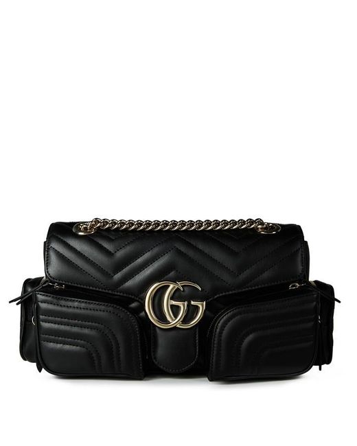 Gucci Black Small Gg Marmont Shoulder Bag