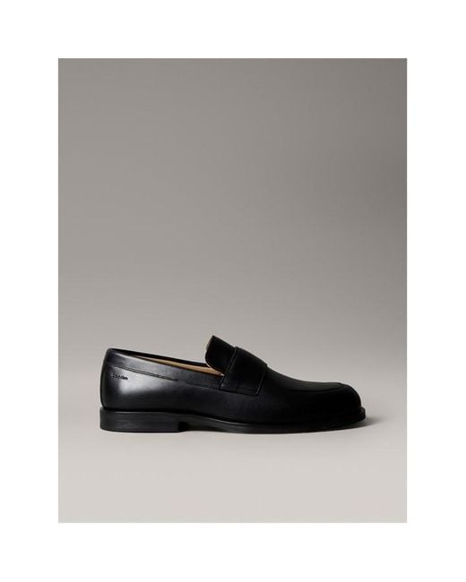 Calvin Klein Black Leather Slip-On Cushioned Loafers for men