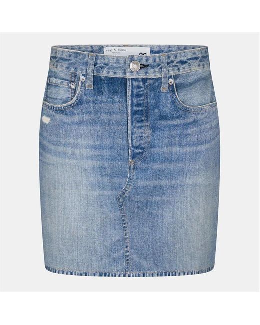 Rag & Bone Blue R B Mini Miramar Denim Skirt