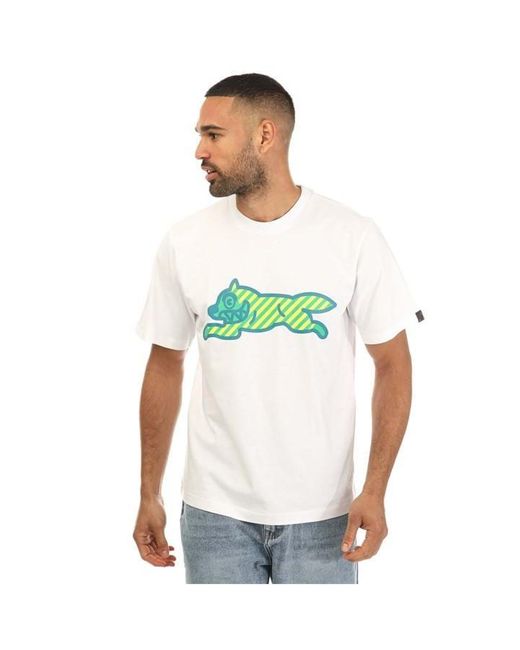 ICECREAM White Running Dog Cotton T-Shirt for men