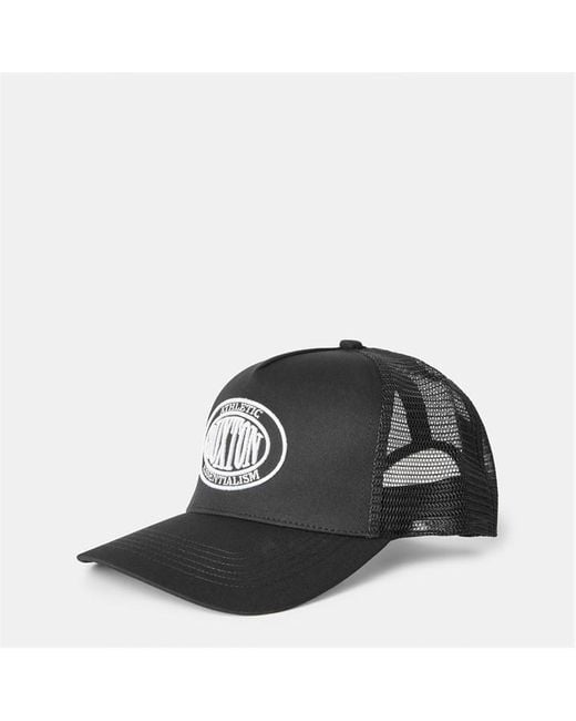 Cole Buxton Black Crest Logo Trucker Cap for men