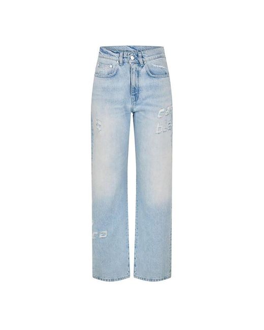Casablanca Blue Light Wash Graffiti Jeans
