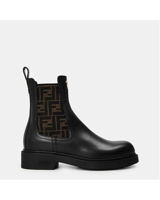 Fendi Black Filo Elastic Side Panel Chelsea Boots
